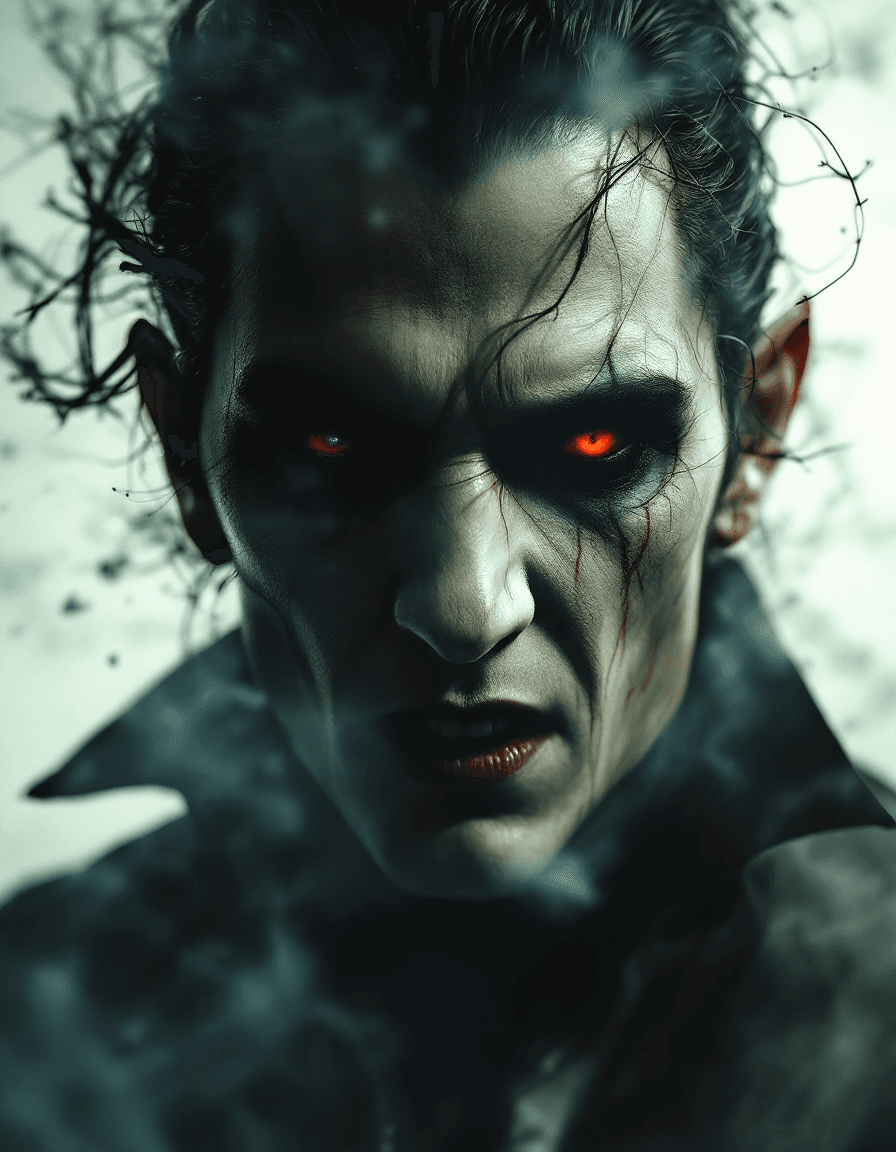AI generated: Dracula, in the style of Tim  Burton,, Claude Monet , dystopian-style portraits, deepcore, uhd image...