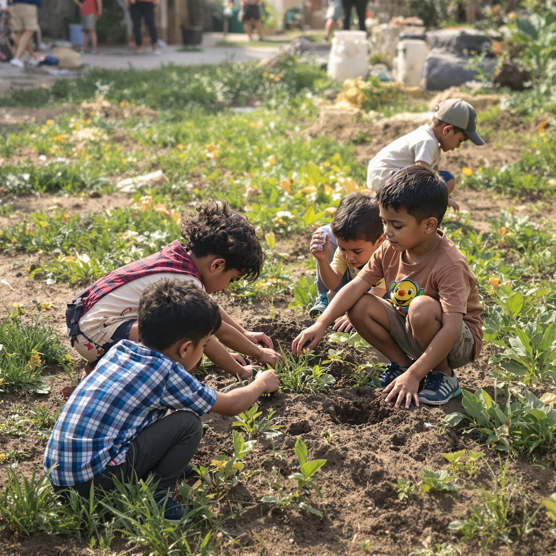 AI generated: Niños cuidando el Mundo