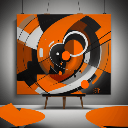 AI generated: abstract realism painting in orange and grey with modern brush techniques, in the style of bauhaus f...