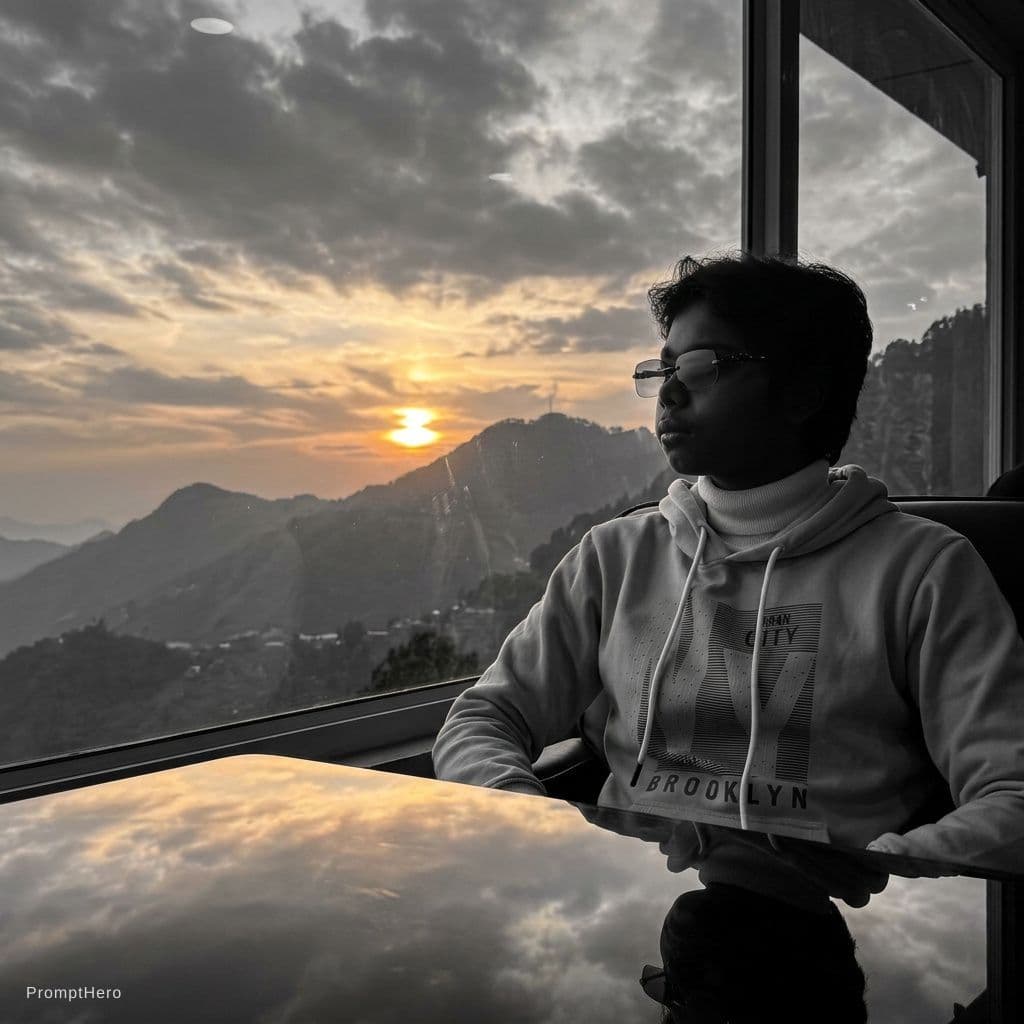AI generated: Beautiful sunset over mountain