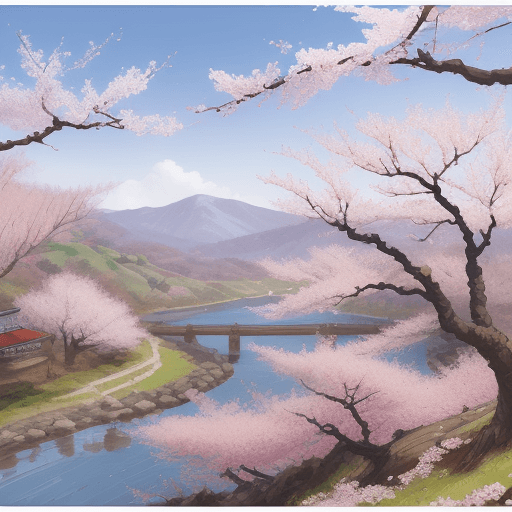 AI generated: landscape with plum blossoms