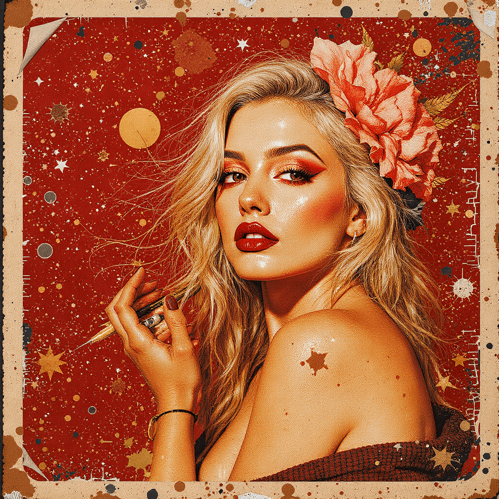 AI generated: Blonde woman vintage poster, in the style of rustic simplicity, gritty reportage, kombuchapunk, rust...