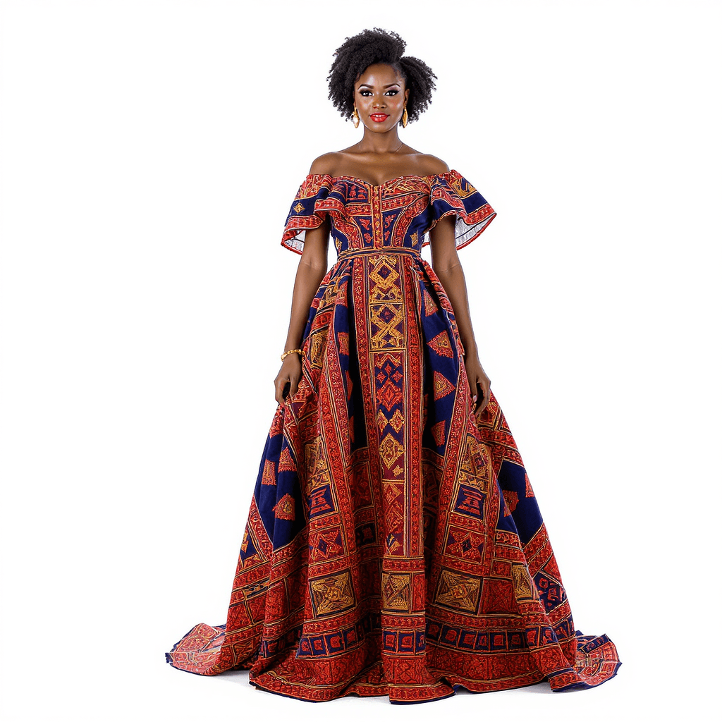 AI generated: A full-length portrait of an elegant African woman standing confidently, isolated against a pristine...