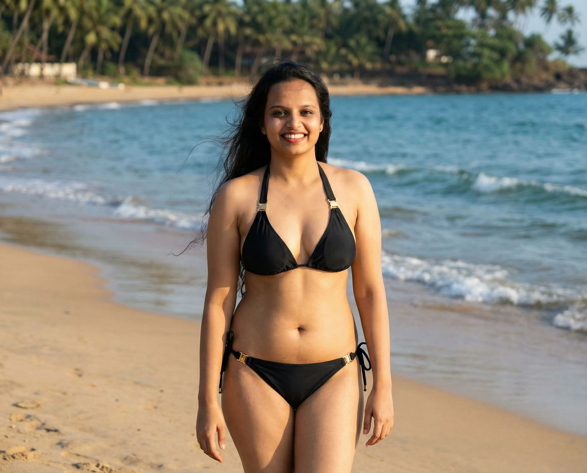 AI generated: Generate her picture in black revealing bikini 