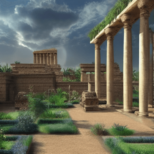 AI generated: ancient babylon, cinematic, hyperrealistic, gardens