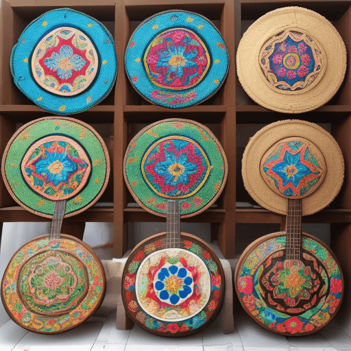AI generated: artesania de mola panameña, con piezas de flores, con textura y colores, capas de tela
