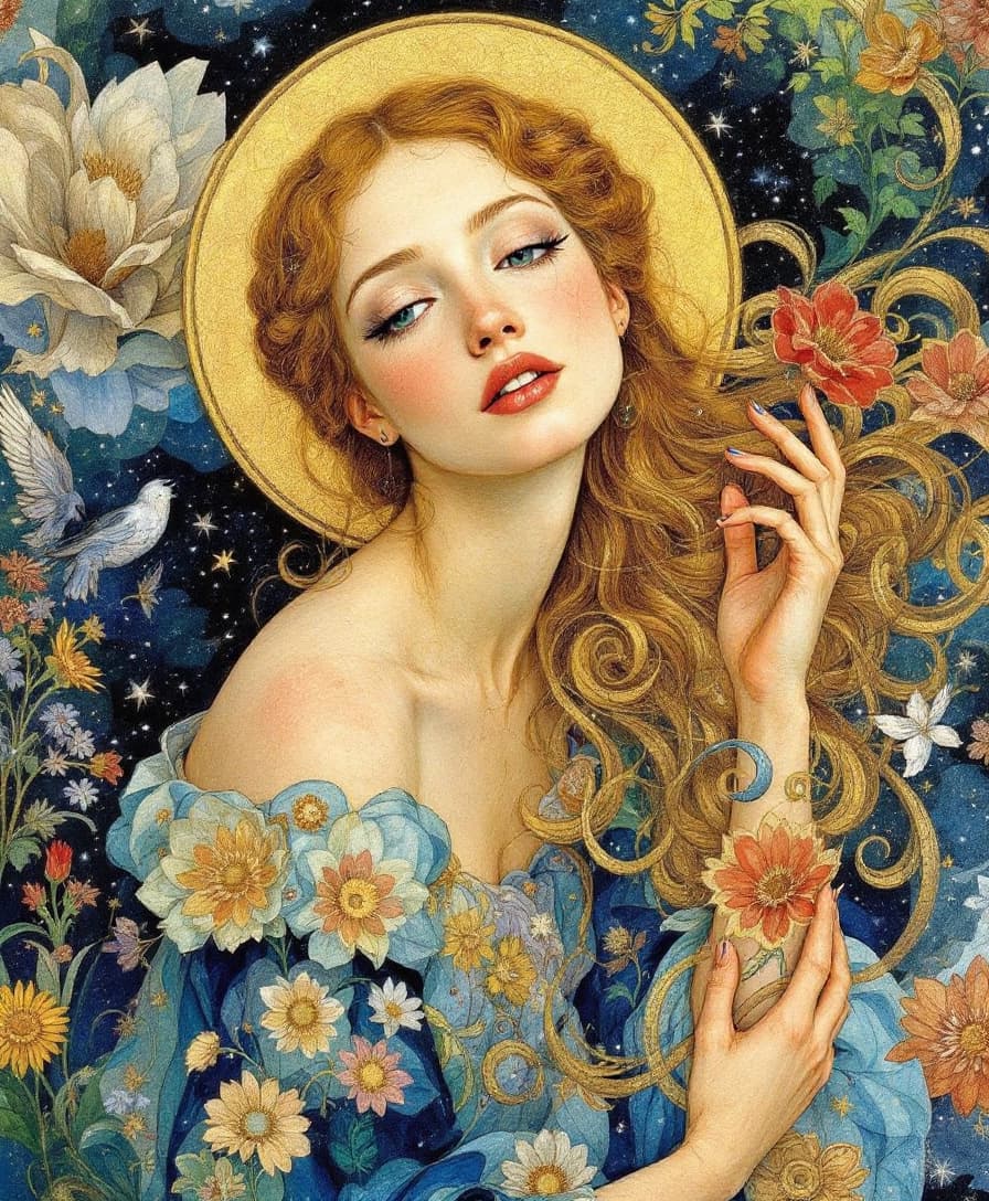 AI generated: (Masterpiece), (("" Simonetta Vespuccio" by ""Sandro Botticelli por volta de 1480"")), Inspired by t...