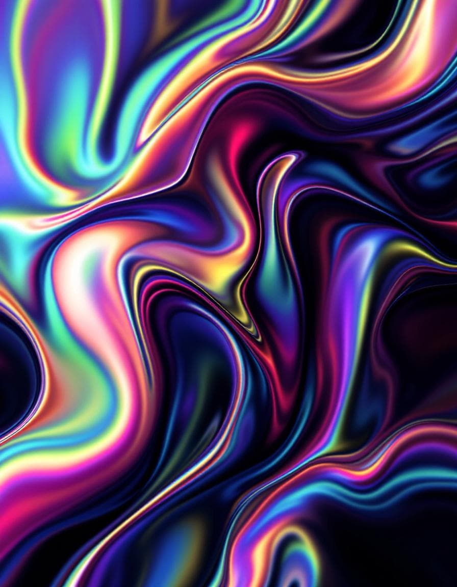AI generated: holographic abstract background, art, neon, pattern, liquid, lights, fluid, , glossy, black backgrou...