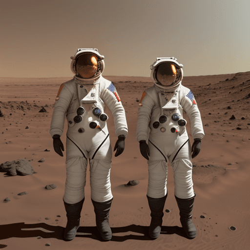 AI generated: Two astronauts on mars.
