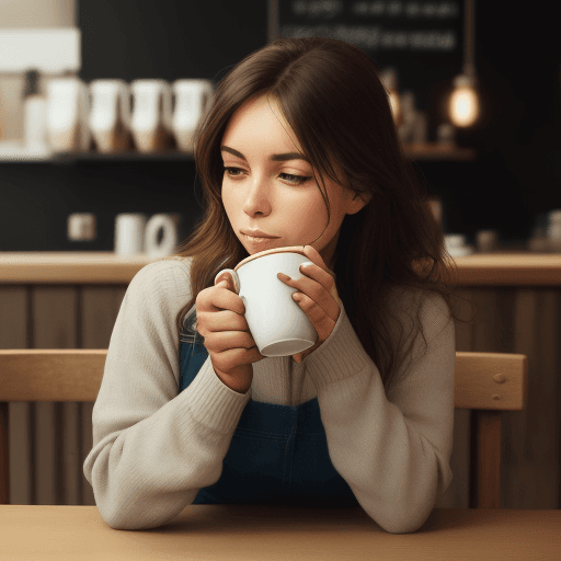 AI generated: a woman drinking coffee