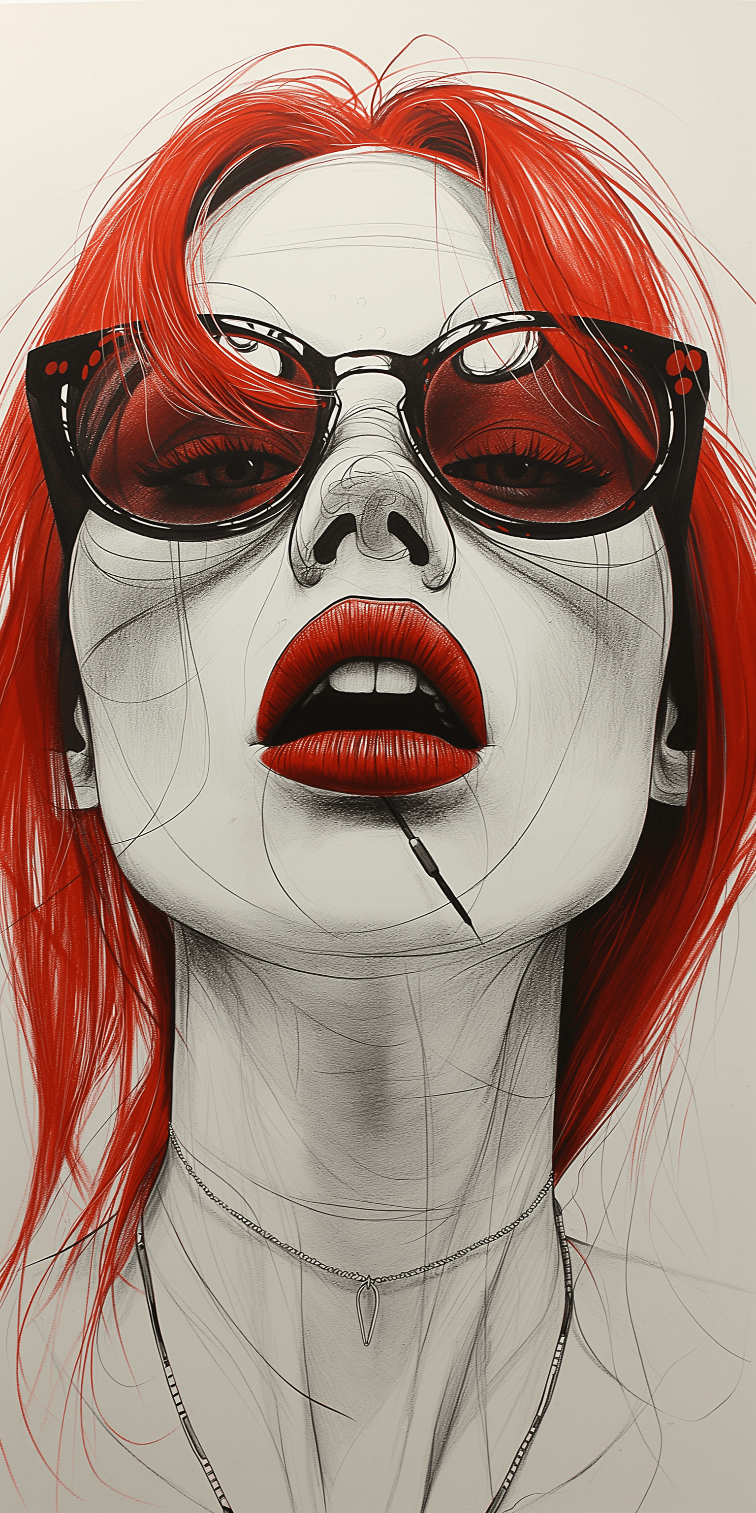 AI generated: Caricatures pencil drawing, cute woman, mid-20's, color pencils, in the style of Pixar, hilariously ...