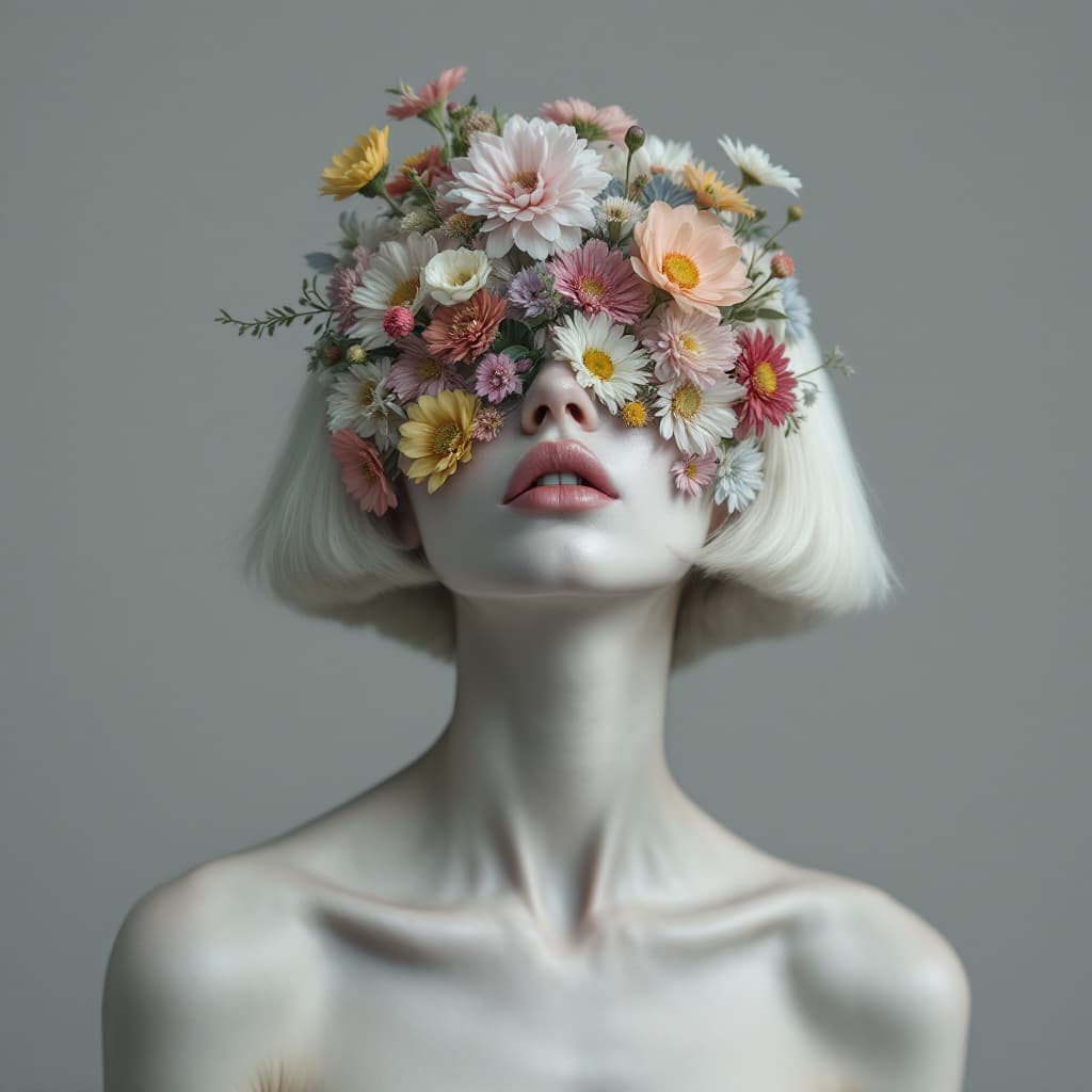 AI generated: "A surreal, high-end master photography shot with a gray-toned background, capturing a close-up of t...