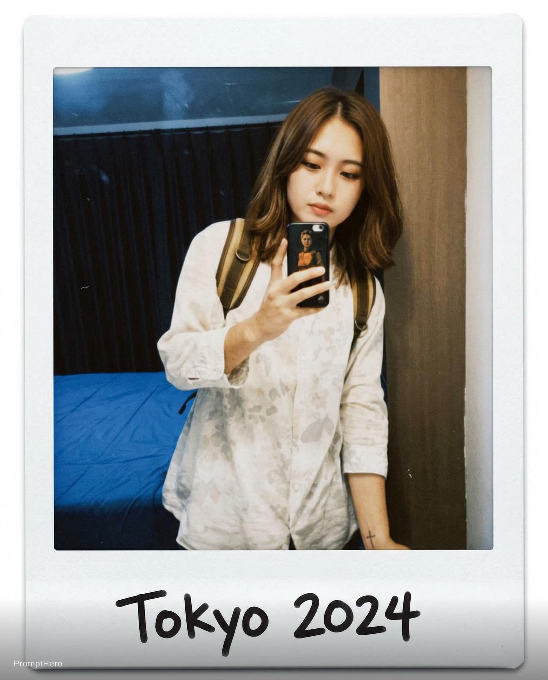 AI generated: Japanese girl, 18-21 years old, brown hair, high-quality photo portrait, shot on a Polaroid camera, ...