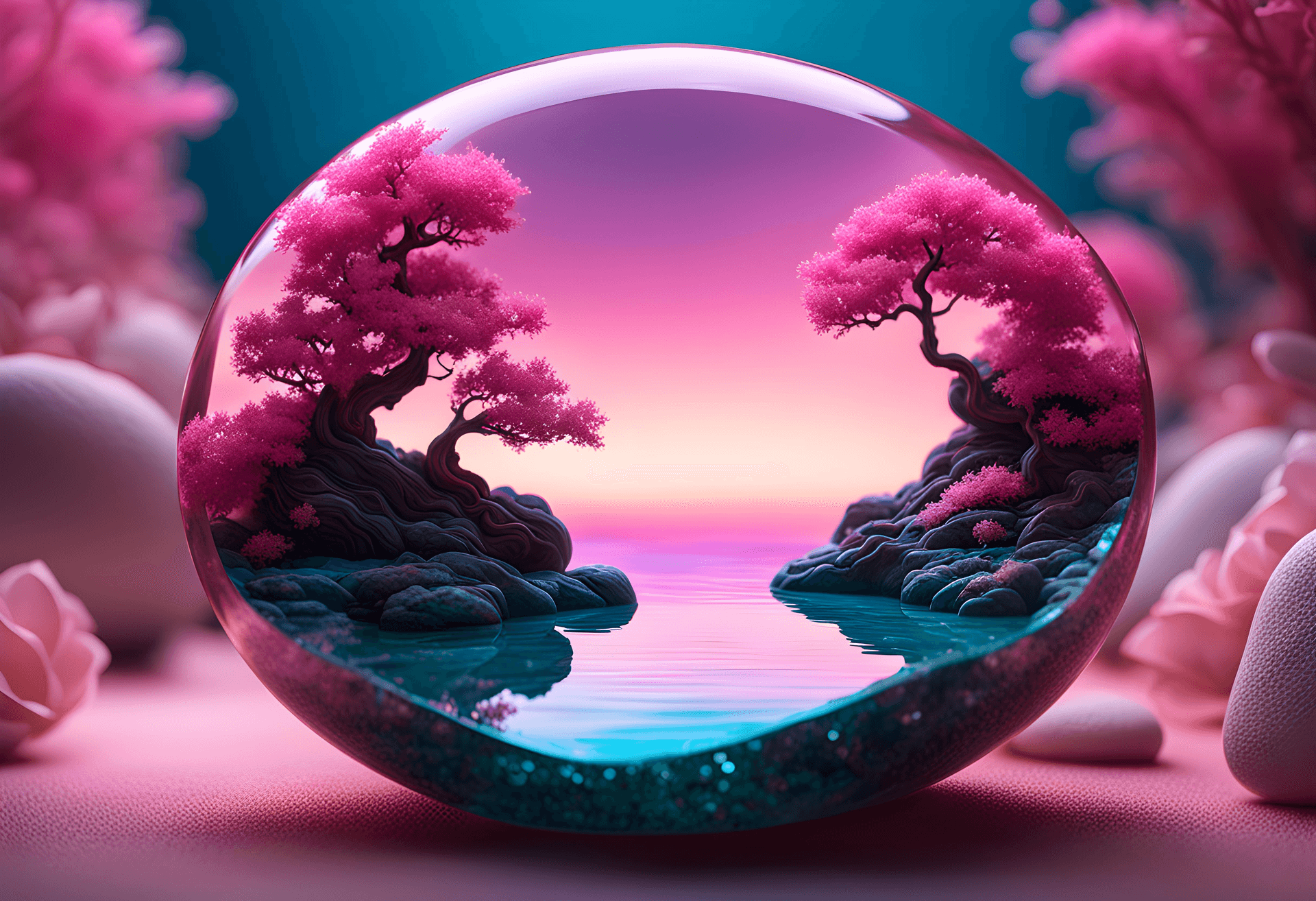 AI generated: Intricate flat illustration, 3d, epoxy resin diorama, stunning macro, close up, lots of fine details...