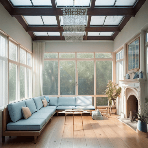 AI generated: High resolution photography interior design, dreamy sunken living room conversation pit, wooden floo...