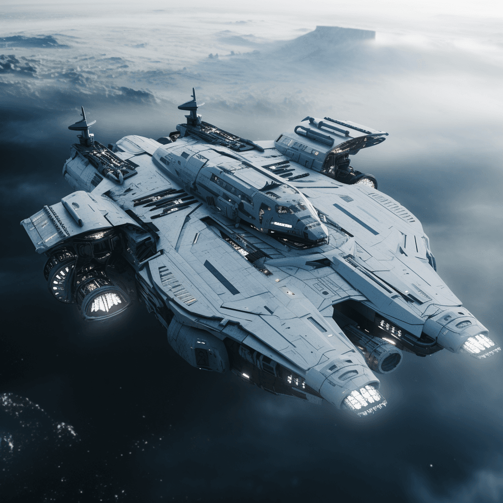 AI generated: spacecraft in action, star wars, in the style of olympus af-1 (aka olympus infinity), cinematic stil...