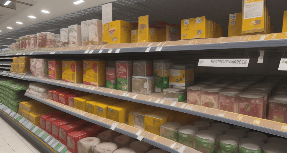 AI generated: High resolution photography of products on a shopping center shelf
