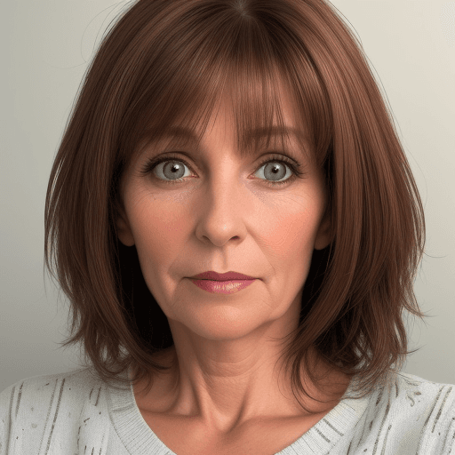 AI generated: Image of a 50 yo woman, brown hair and eyes
