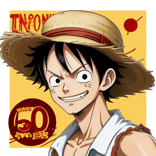 AI generated: a sticker of Monkey D. Luffy from one piece, straw hat, smirk smile, anime style, minimalist design ...