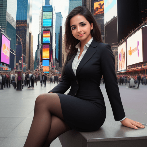 AI generated: Photo of a ultra realistic young Hispanic marketing professional dress in business casual sitting in...