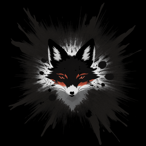 AI generated: The image features a stylized fox logo on a black background with splattered paint.