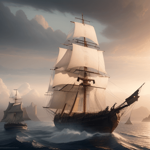 AI generated: Photo of a ultra realistic sailing ship, dramatic light, pale sunrise, cinematic lighting, battered,...