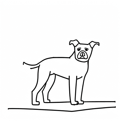 AI generated: A drawing of a dog in one-line drawing, figure outline only, single line, simple, in the style of on...