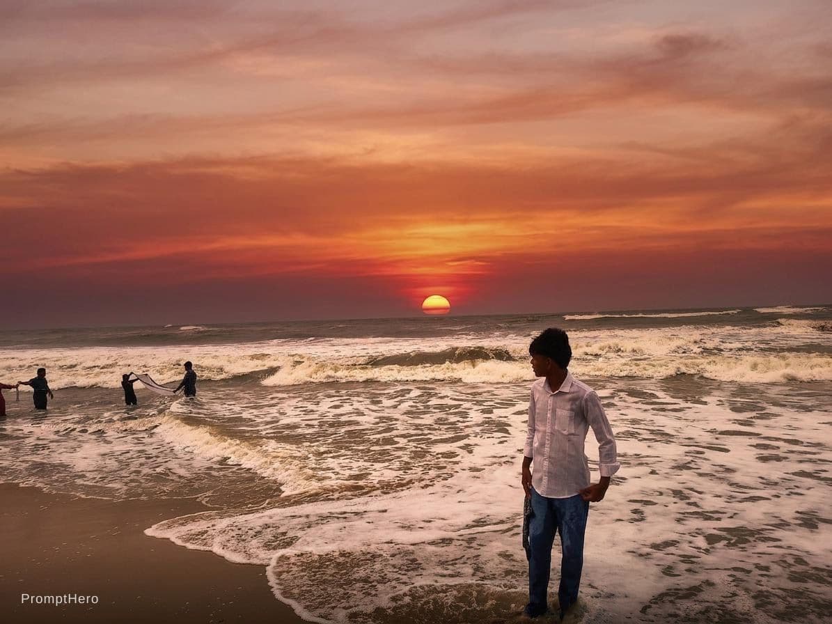 AI generated: Make background looking like sunset in background in best quality 