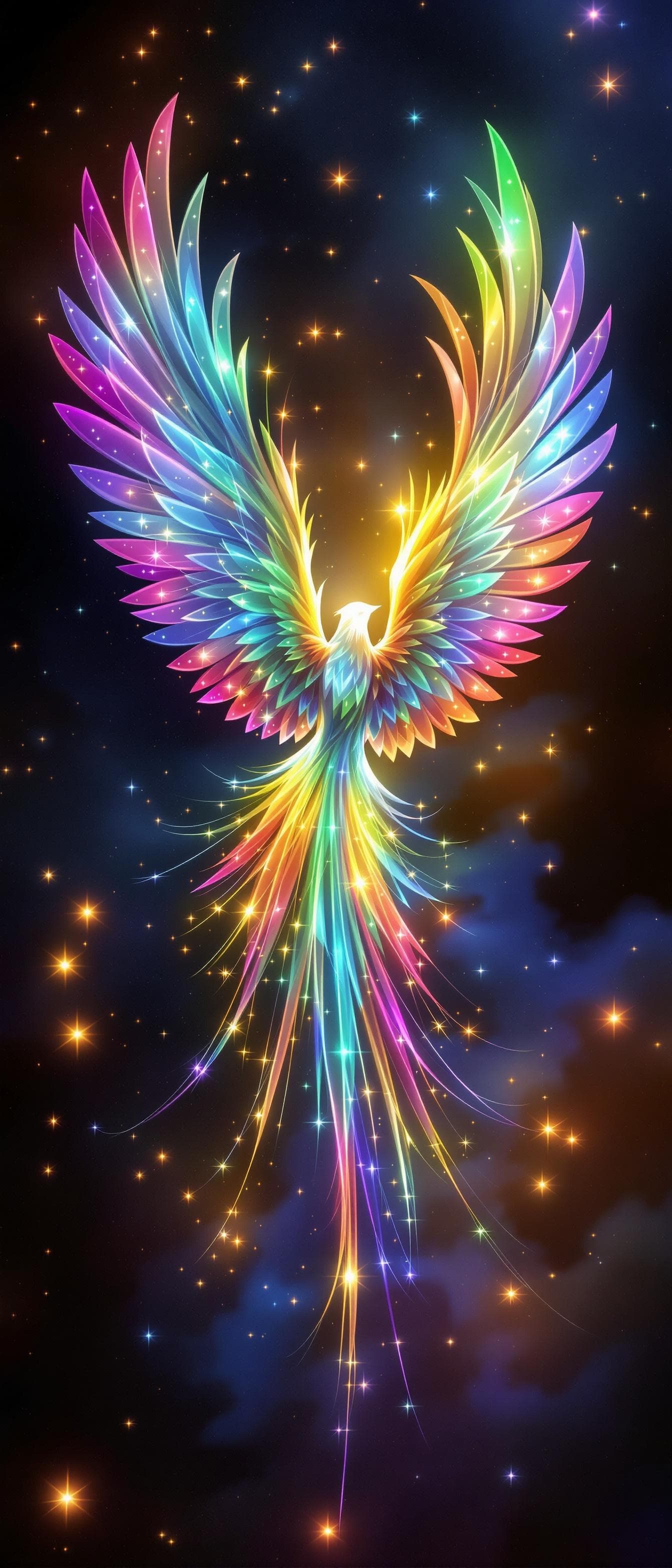 AI generated: a bird a lot of color in wings and glowing
