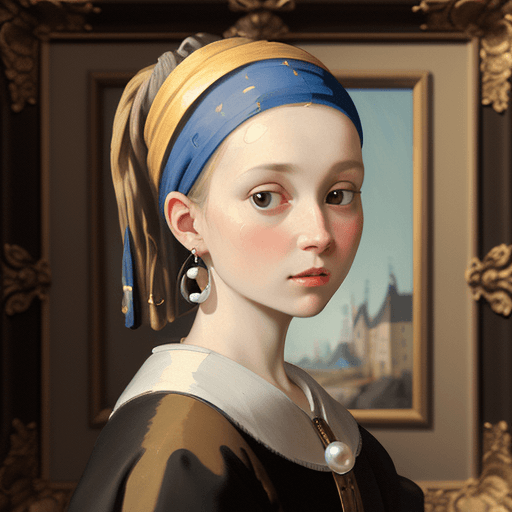 AI generated:  a painting of a Girl with a Pearl Earring , inspired by Dutch Golden Age painting--ar 4:5 --stylize...