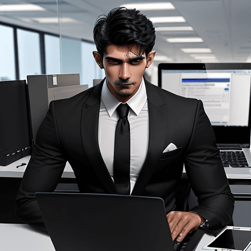 AI generated: Create a realistic image of A man name Roshan height 0f 6'2, with 8 abs wearing a black long suit,  ...