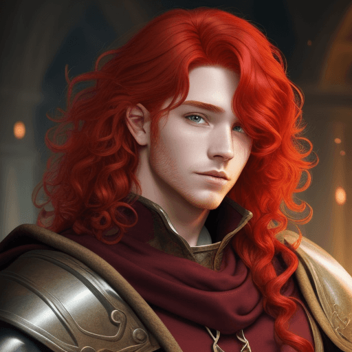 AI generated: fantasy, cleric, red hair, curls, male