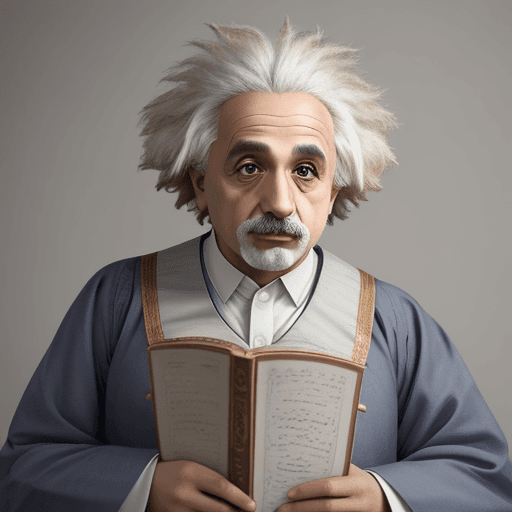 AI generated: Photo of a ultra realistic Einstein in a Arabic dishdasha custome 