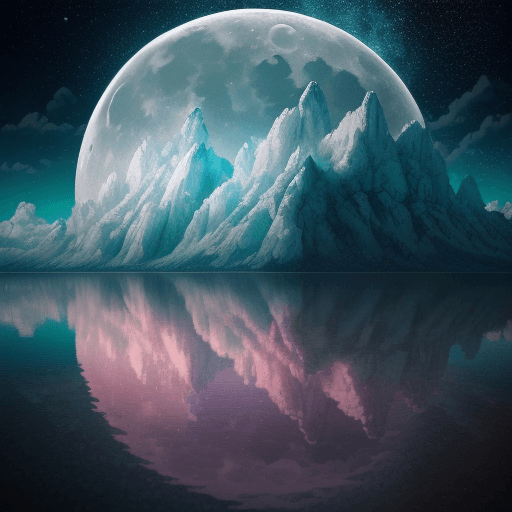 AI generated: lake clear crystal, Clouds, Moon, Stars, Colorful, Detailed, 4k, Ultra Hd, Realistic, Vivid Colors, ...