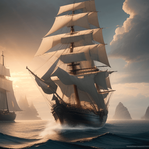 AI generated: Photo of a ultra realistic sailing ship, dramatic light, pale sunrise, cinematic lighting, battered,...