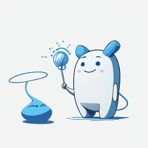AI generated: Create a whimsical blue line art illustration of a cartoon character is suitable for print on demand...