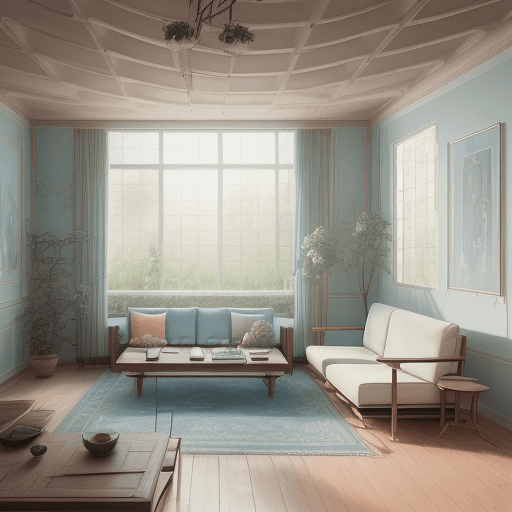 AI generated: High resolution photography interior design, dreamy sunken living room conversation pit, wooden floo...