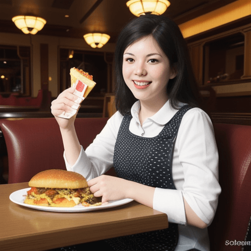 AI generated: Prog eating in a Disney restuarant