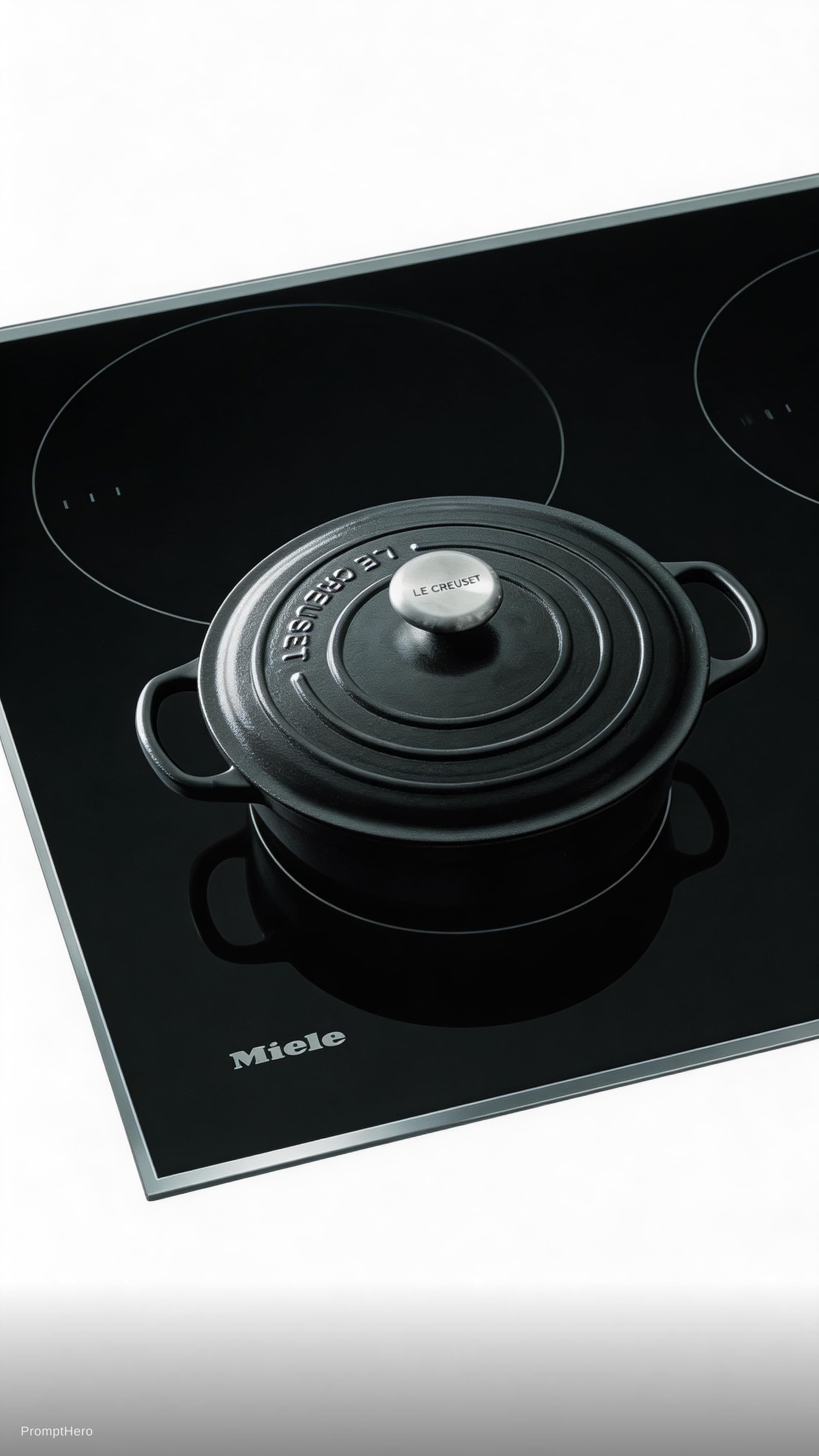 AI generated: i just want the electric cooktop and the pot on top of it isolated on a white cutout background.