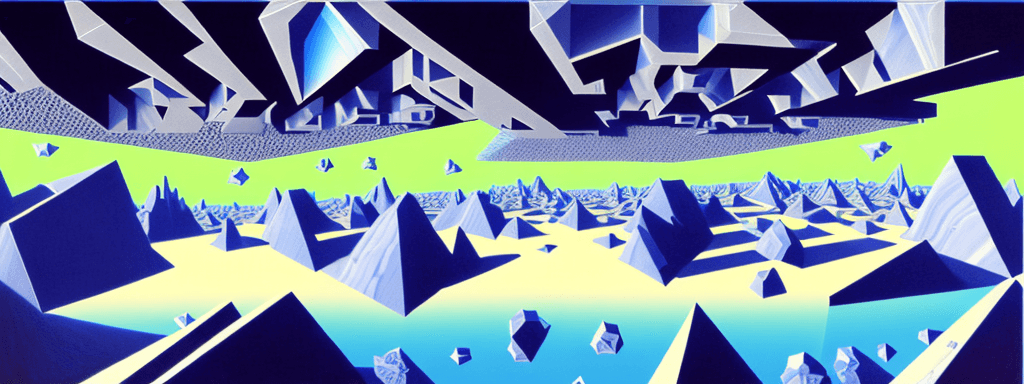AI generated: a 3d detailed painting inspired by m.c. escher of a 4d wet desert, crystal, inspired by technology. ...
