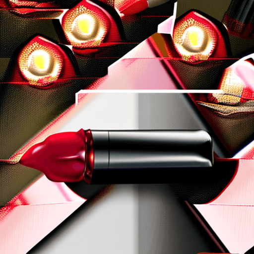 AI generated: Vibrant afrocentric mouth wearing red lipstick holding the side of the tube of red lipstick in the m...