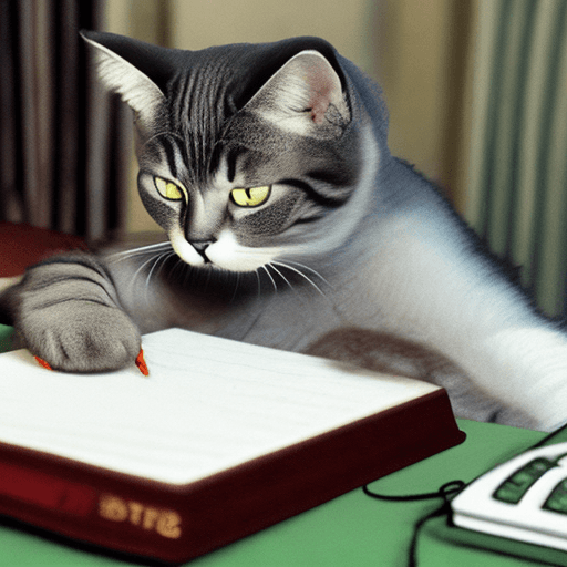 AI generated: cat writing screenplay