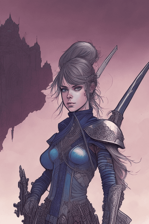 AI generated: <lora:Valerian&Laureline-comic-style:0.6>| A beautiful female warrior posing on a battlefield| beaut...