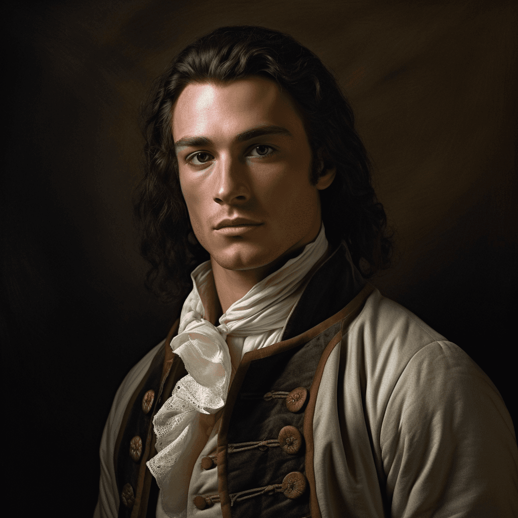 AI generated: Mesmerizing, handsome, 18th century man, 25 years old, muscular, by Ernest Meissonier, by Mert and M...