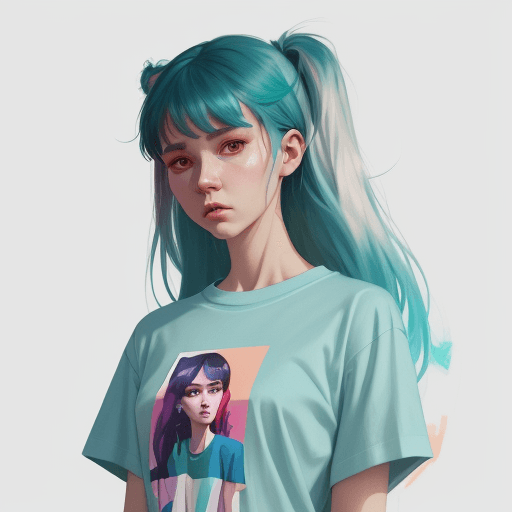 AI generated: t-shirt mockup, color heather deep teal, catalog photo, inspiration from OffWhite, digital art, insp...