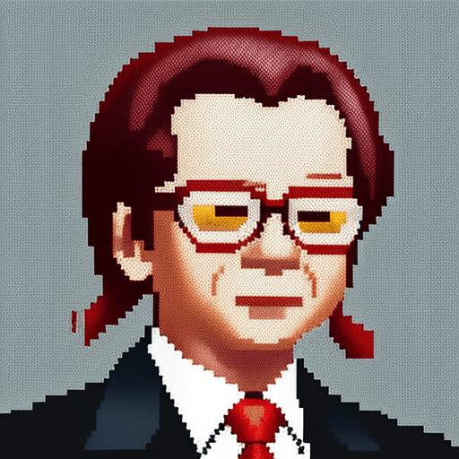 AI generated: Jiang ZeMin, pixel art, red tie