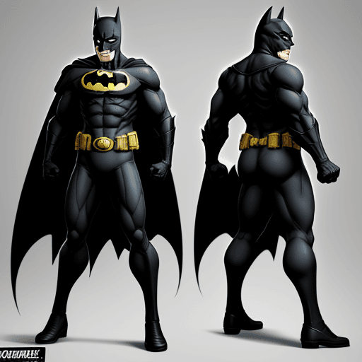AI generated: A full body Batman character, cartoon comic style, minimum detailing, nice dynamic pose 8K --ar 69:1...