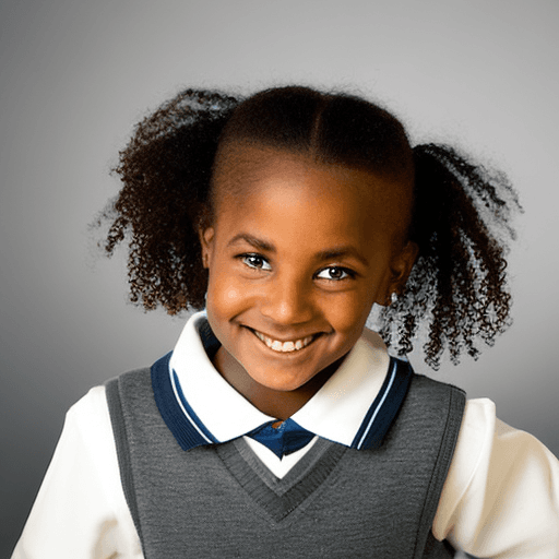 AI generated: 9 year old South African mixed race girl in a school uniform 