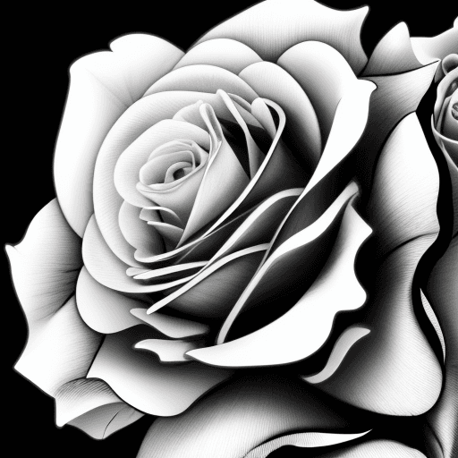 AI generated: Lions, angry, black and white, flourescent rose flowers, Japanese style, close-up
