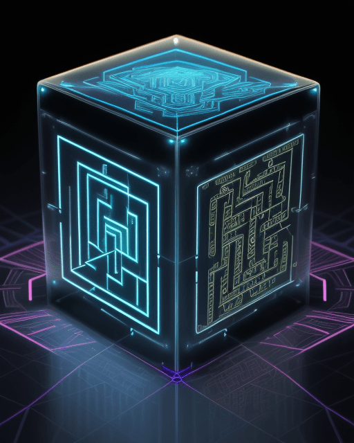 AI generated: An intricate three-dimensional infographic, resembling a futuristic maze, illustrates the main point...